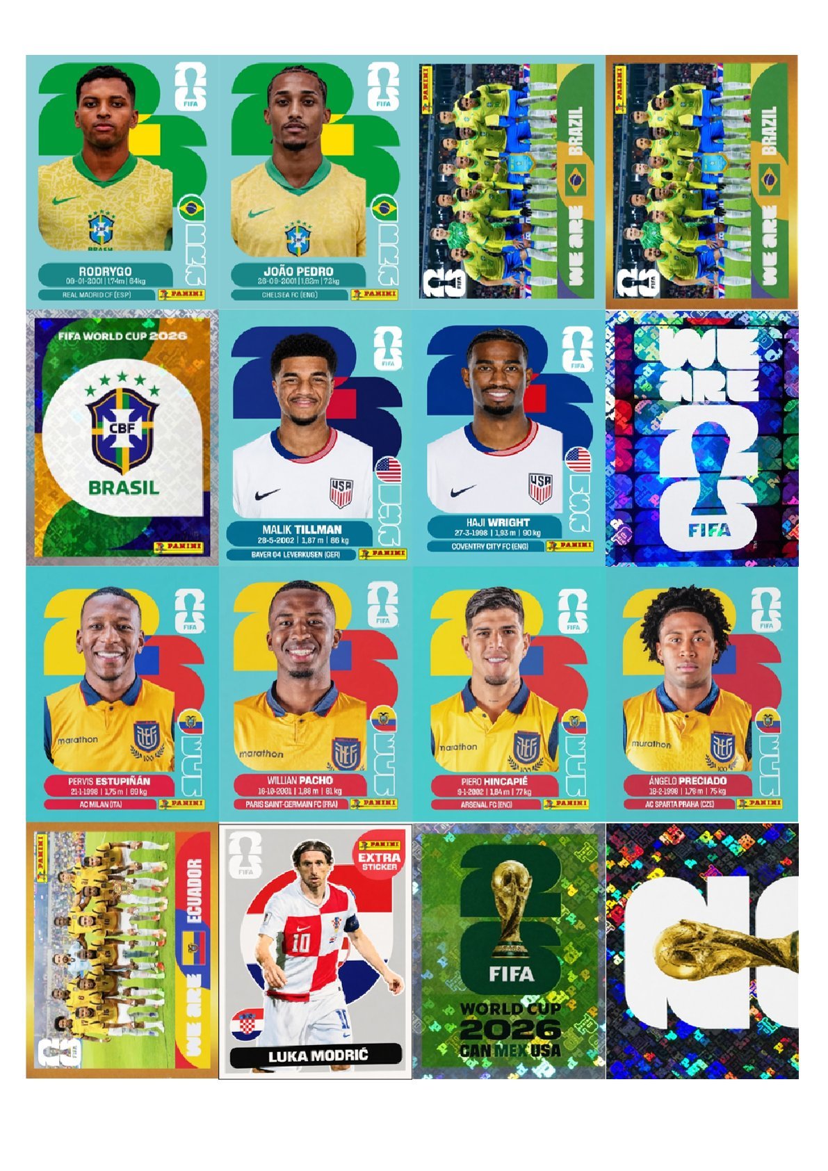 World Cup 2026 Printable Soccer Stickers PDF Bundle, 48 Teams Album, Gold & Hologram Stickers - Image 3