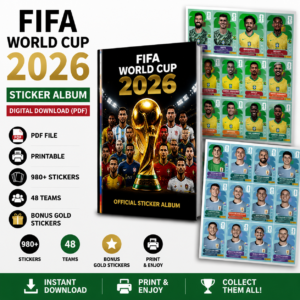 World Cup 2026 Sticker Album – 980+ Football Stickers | Full 48 Teams Collection + Bonus Pack