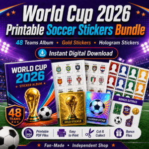 World Cup 2026 Printable Soccer Stickers Bundle | Digital PDF Sticker Album + Bonus Files