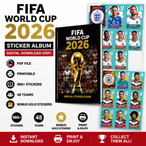 World Cup 2026 Sticker Album – 980+ Football Stickers | All 48 Teams + Bonus Gold Collection